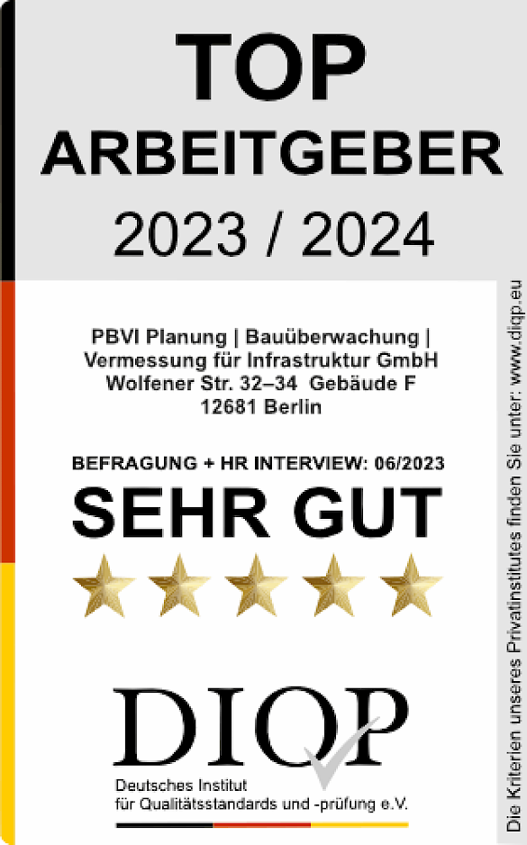 Auszeichung der PBVI als Top Arbeitgeber 2023/2024 durch die DIOP