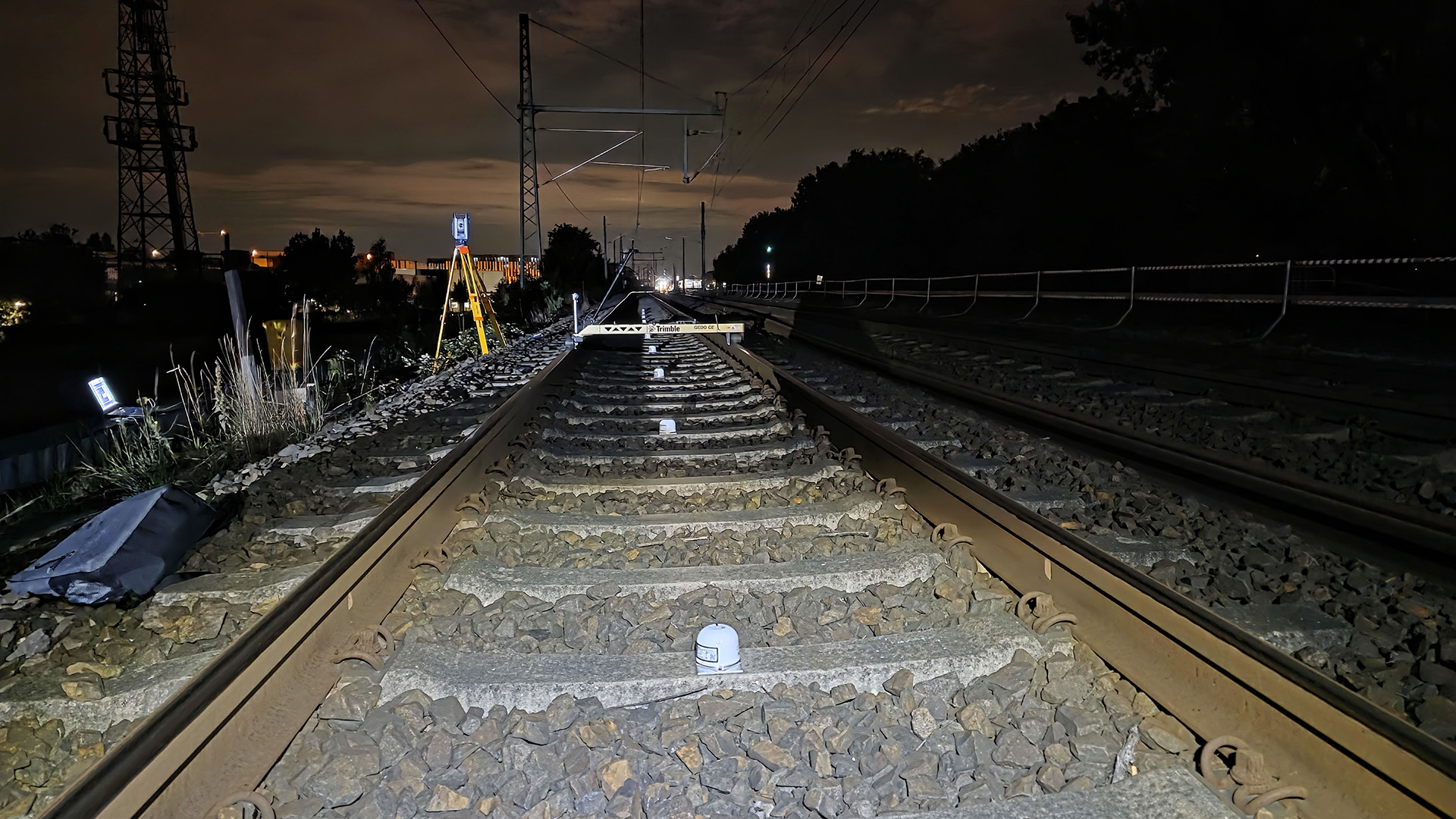 Gleisvermessung bei Nacht