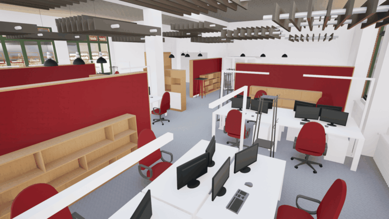 Rendering des Erdgeschosses des PBVI-Gebäudes