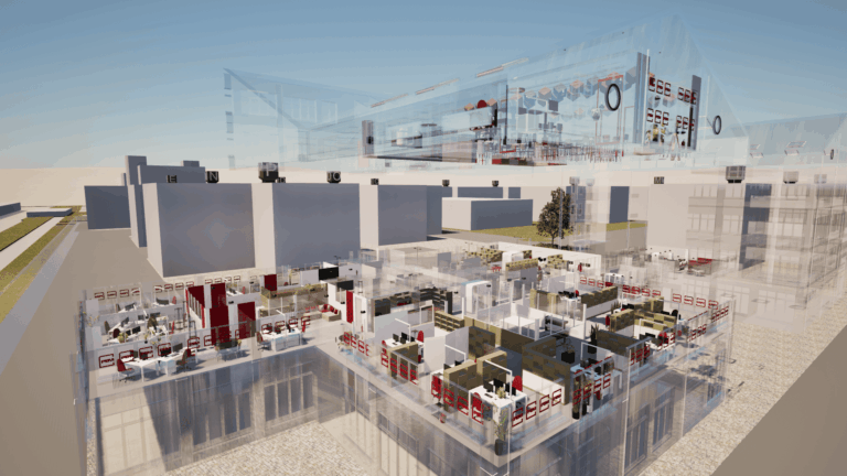 Außenansicht eines Renderings des PBVI-Gebäudes